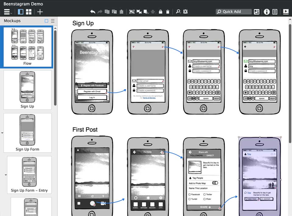 balsamiq wireframes.